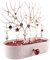 MORE&LESS Rotes Kunstleder Roter Kristall Griff Hirsch Ornament Display Rack Ring Ohrringe Halskette Armband