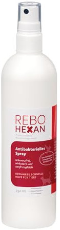 ReboHexan Wundspray 250 ml: Polihexanidbasierte Wundreinigung für alle Haustiere, Erreicht tief liegende Stellen, Präzise Sprühapplikation, Entfernt effektiv Unreinheiten
