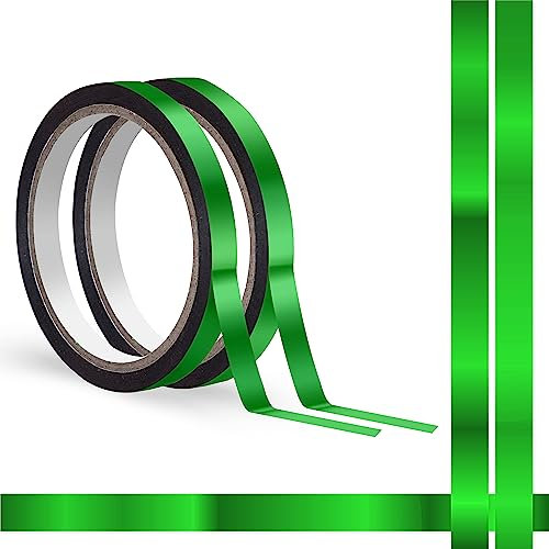 Ruban adhésif Washi métallique vert de 100 mètres, 2 rouleaux de ruban graphique étincelant résistant à l'eau et à la déchirure, à surface métallique miroir, amovible sans résidu, 1cm x 50 mètres.