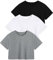 Star Vibe 3er Pack sportoberteil Frau Damen Croptops Gym Yoga Shirt Damen locker Sport t-Shirt Damen Fitness Black/White/Gray L