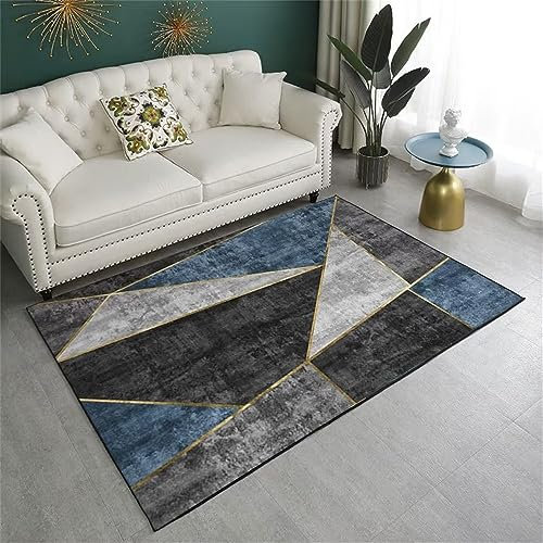 SUNYRDSM Kinderzimmer Teppich Jungen Teppich Jugendzimmer Mädchen 160 x 230 cm Grau blau geometrisches Design Linie Dekoration Verschleißfest Nicht deformiert Kinder Teppiche Junge