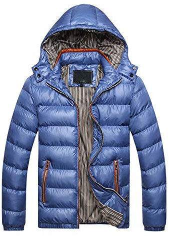 Herbst Mantel Herren Gepolsterte warm Wintermantel Baumwolle Einweg Verdickungsmütze Jacke für Herren Baumwolle Mäntel & Jacken Erweiterung Für Babytrage (Blue, XXXL)