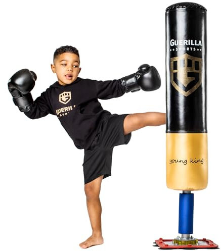 Guerilla Sports Standboxsack „Young King“ - Freistehender Boxsack mit Ständer - Robuster Punching-Sack mit Saugfuß für MMA, Boxen, Training - Für Kinder, von 4-13 Jahre