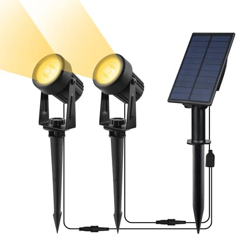 CORESLUX Spot Solaire Exterieur, IP65 Lampe Solaire Exterieur Jardin Decorative Lampe Solaire Puissante Lampe Solaire Jardin pour Arrarbres, Chemins, Pelouses, Terrasses (2 Lumières)