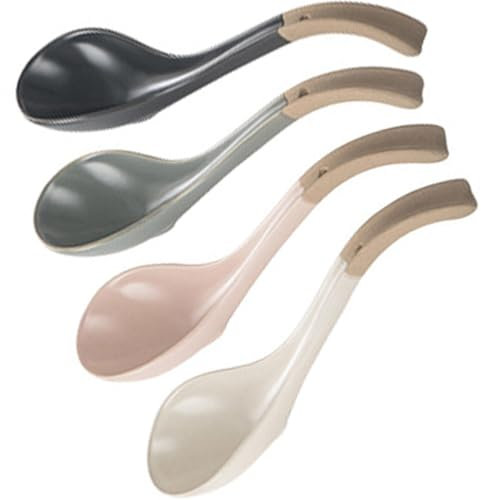 XWFEU Set di 4 cucchiai da zuppa, cucchiai da zuppa cinesi, cucchiai da zuppa in ceramica asiatica, cucchiai da ramen con manico lungo, cucchiai da zuppa giapponesi per noodles Pho Wonton, cucchiai di