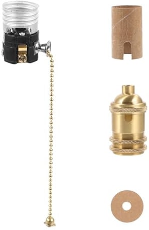UKCOCO 1 Set Pull Chain Light Fixture E27 Pullswitch Lamp Holder Ceiling Light Socket Accessory Repair Parts for Table Floor Lamp DIY Project