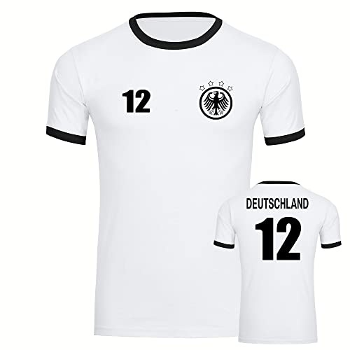 multifanshop Kontrast T-Shirt - Deutschland - Adler Retro Trikot 12