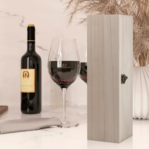 Wine Box, 35x9.8x10cm, Single Bottle, Wooden Box with Lid, Wood Wine Holder, Wine Packaging Storage Boxes, Wine Bottle Gift Case for Party Birthday Wedding Housewarming Anniversary, No Burrs