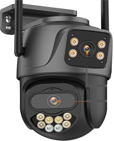 JOLIANE 8MP 4K PTZ Camera Dual Lens Dual Screen 4MP HD Wireless Outdoor IP Camera AI Human Detection P2P Video Surveillance for Home Security(8MP Add 128G)