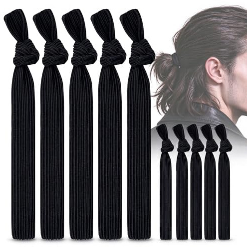 Geknotete Haargummis Elastische Haarband für Dickes Haar, keine Falten Pferdeschwanzhalter, Hair Ties Perfekt für Sport Alltag, Haargummi & Modisches Armband (Schwarz, 1.2cm, 5 * 2 Stück)