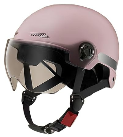 retrò Casco Scodella Portatile Mezzi Caschi Jet, Casco Jet Moto Aperto Scooter Caschi Motorino Vintage ECE Omologato Donna Uomo con Visiera Parasole, Nero Opaco