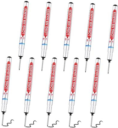 YLYDMY 10 Pieces Deep Hole Marker Pens,20 mm Long Head Deep Hole Marker Pen,Woodworking Markers,Marking Tool for Permanent Marking of Hard To Reach Areas
