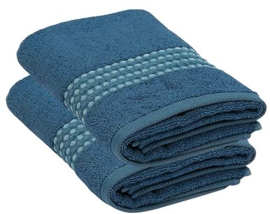 Maisonette Classy 100% Baumwolle Handtücher (50 x 100cm, 2er-Pack) - Gesicht, Hand Dunkelblau Handtücher für Badezimmer & Kleine Gästehandtücher