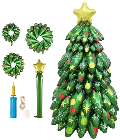 Inflatable Christmas Tree, Inflatable Christmas Decorations with LED Lights, Lighted Blow Up ChristmasTree for Xmas Holiday Party Patio Lawn Garden Home Decor Photo Prop