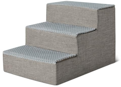Amazon Basics, Scaletta per Cani da 35,6cm, Scaletta per Letto e Divano, Scala Antiscivolo da Interno per Cani e Gatti, Grigio, 3 Gradini