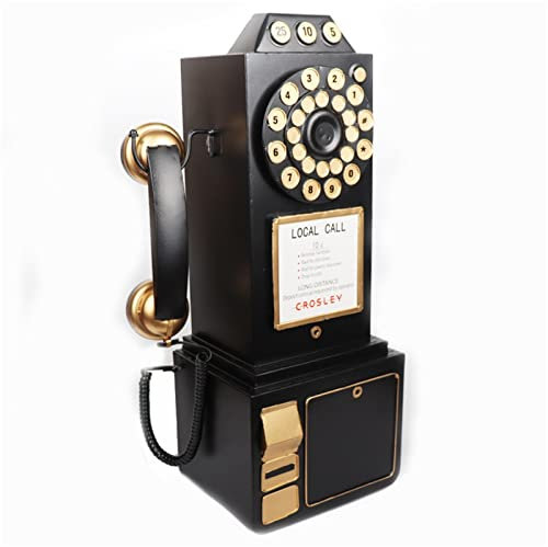 Telefon-Ornament, Retro-Modell, 80er- und 90er-Jahre-Vintage-Ornament, Mobilfunk-Simulation, Foto-Requisiten, stilisierte Ornamente, wandmontierte schnurgebundene Telefonmodell-Dekoration – Schwarz