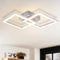 Homefire Deckenlampe LED Deckenleuchte Wohnzimmer - Modern Design Küchenlampe 24W Wohnzimmerlampe Flurlampe Warmweiß Schlafzimmerlampe Flur Deckenbeleuchtung Eckig Silber für Kinderzimmer Büro