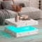 KEEPREAPER White Marble Coffee Table with 16 LED Lights - Square Coffee Tables for Living Room - Modern Coffee Table with 2 Tier Storage, Mirror Effect Cocktail Tables for Home/Bar/Gaming Room