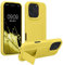 kwmobile Coque Compatible avec Apple iPhone 16 Pro - Housse avec Support Doigt en TPU Silicone - Protection avec Fonction Support Jaune radieux