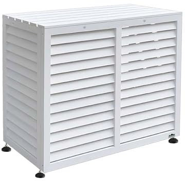 Protection en bois pour appareils extérieurs, climatisation ou pompe à chaleur XXL (Blanc)