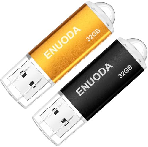ENUODA Lot de 2 Clé USB 32 Go USB 2.0 Flash Drive Stockage Mémoire Stick (Noir Or)