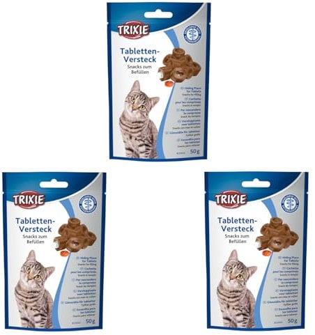 Trixie Pill Hideaway for Cats, Pack of 3, 3 x 50 g, Supplementary Feed for Cats, Can Make Drug Administration Easier, Opening for Tablets, Easily Deformed