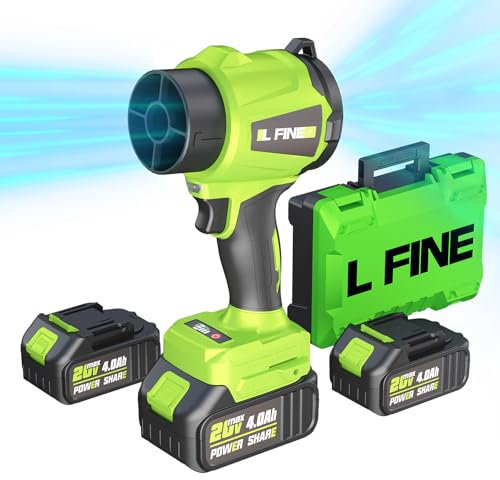 Soffiatore elettrico portatile senza fili, leggero, con batteria e caricabatterie, modalità a 3 velocità, per la cura del prato, la pulizia del patio, la polvere, lo spazzaneve (verde)