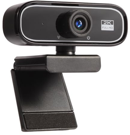 WAKEVLEO USB Webcam, Full HD 2K Webcam for PC and Laptop, Plug-and-Play, webcam with Microphone,Auto Light Correction, 360° View Web Cam for Live Streaming, gaming, Studying, Conferences (2K)