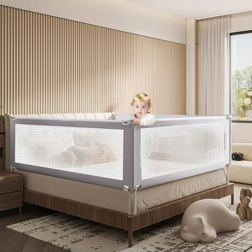 autozen Bettschutzgitter 150 cm, Einziehbares Bettgitter für Kinder von 0–10 Jahren, Babybettgitter für Kinderbetten, Elternbetten und alle Massivholzbetten (Nur 1 Stück)