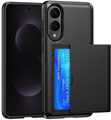 SZSSZSM Brieftasche für Samsung Galaxy S25 Edge hülle mit Kartenhalter, Militärqualität Doppelwandiger Stoßfest mit Kartenfach Schutzhülle für Samsung S25 Edge (6,7''), Schwarz