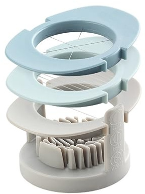 3-in-1 Eierschneider aus Edelstahl und Kunststoff, Blau Weihnachten Feier | PP Basis, Stapelbar und Platzsparend, für Eier, Pilze, Käse, Küche und Salat