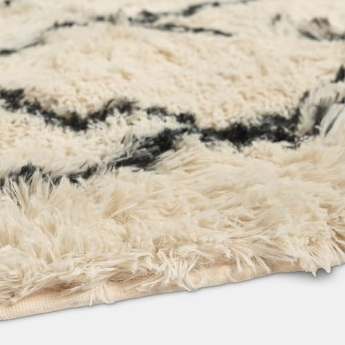 OHS Rugs Living Room 120 x 170, Geometric Print Area Rugs for Bedroom Home Decorative Anti Slip Modern Super Soft High Pile Medium Fluffy Rug Floor Carpet Non Shedding, Monochrome