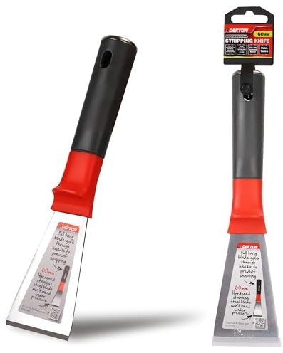 DEKTON Abisoliermesser, 60 mm, 1,8 mm, Edelstahlklinge mit ergonomischem Gummigriff zum Füllen von Rissen, Schaben von Tapeten und Reparieren von Löchern