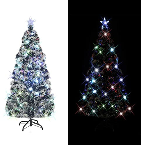 Generico Albero di Natale Preilluminato con Supporto e LED 180 cm Fibra Ottica,Verde,4.53kg,242427