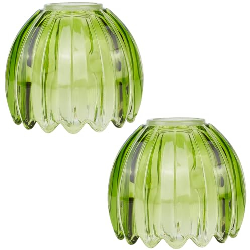 PH PandaHall 2 Stück Glas Grüne Tulpenlampenschirme Kleine Blumenlampenschirme Ersatzblumenlampenschirm Für Steh Tisch Wandlampenabdeckungen E26 Sockel 4.2cm Oben x 10.5cm Durchmesser x 13cm Höhe