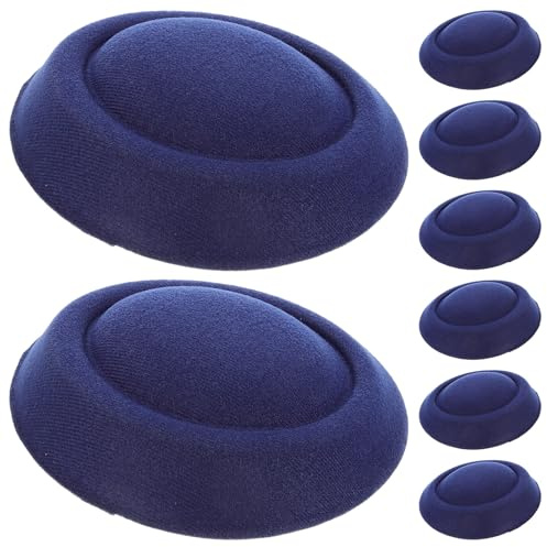 MUELODSIC 8 Stück Pillbox Fascinator Hutbasis aus Eva Stoff Kleine Stewardessenmütze Haar Accessoires Selbstgemacht für Damen und Haustier Dekoration Dunkelblau