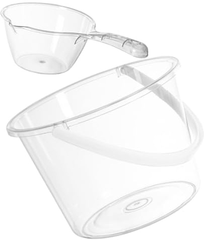 LOORGVEL Bac à Laver Pieds Garçon et Filles Transparent 2 Pièces avec Seau en Plastique Transparent 10l et Pelle, Seau Multifonction pour Salle de Bain, Usage Domestique et Hygiène