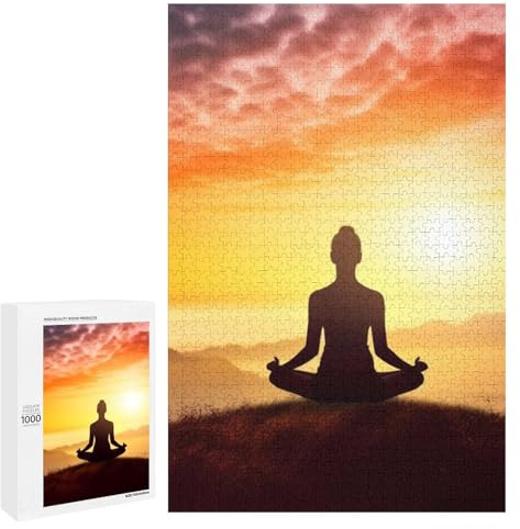 1000 PCS Woode Puzzles for Aldult, Personalized Wooden Puzzles for Family Games, Funny Yoga Meditation Jigsaw Puzzle with Box for Gift, Lightweight Puzzle Piece for Beginner