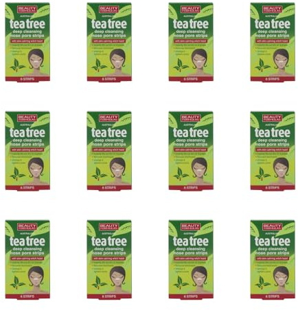 Beauty Formulas Tea Tree Deep Cleansing Nose Pore Strips, 6 Strips, Pack of 12