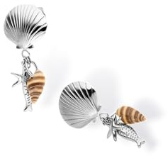Purelei Ocean Crush Ohrringe für Damen, Ohrringe aus Edelstahl mit maritimen Anhängern, Seestern, echte Muschel und Fisch, Statement Ohrschmuck für Sommer, Urlaub und besondere Anlässe