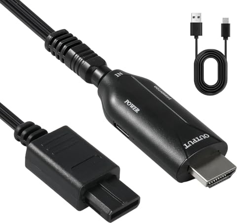 Lumoia Convertidor de N64 a HDMI con Cable de 1M para Nintendo 64 | Adaptador de Audio y Video Plug and Play 1080p Cable de Alimentación Incluido Compatible con GameCube Super Nintendo