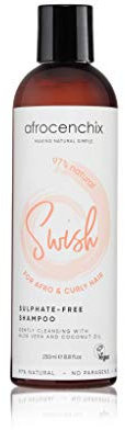 Afrocenchix Swish – 100% Natural Sulphate Free Shampoo for Curly Hair with Aloe Vera & Coconut oil – SLS & Sulphate Free Cleansing Shampoo for Dry, Damaged Hair – 250 ml