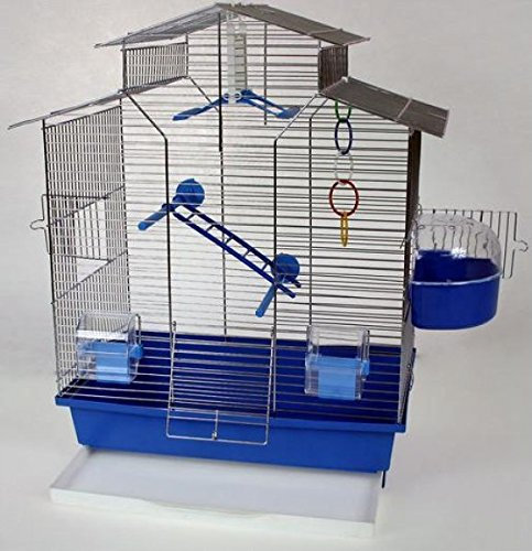 Vogelkäfig,Wellensittichkäfig,Exotenkäfig,60 cm Vogelkäfig Super Trouper Vogelbauer Wellensittich Kanarien Voliere Vogelhaus Käfig IZA 2 II in blau + 3x GRATIS