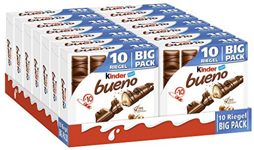 Ferrero kinder bueno Big Pack – Schokoriegel mit Milch-Haselnuss-Creme – 14 Packungen mit je 10 Einzelriegeln (14 x 215 g)
