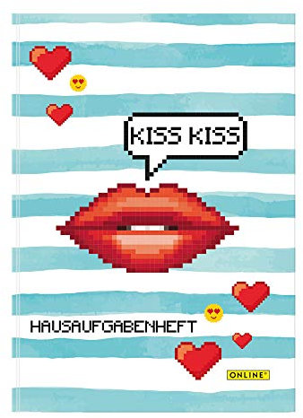 Online 07739/12 - Hausaufgabenheft Kiss DIN A5, deutschsprachig, 48 Blatt, 70 g/m², 1 Stück