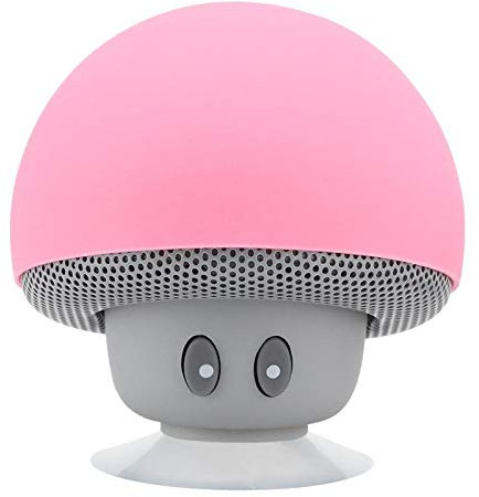 VBESTLIFE Mushroom Speaker, Mini Portable Wireless Bluetooth Mushroom Shape Speaker Subwoofer with Suction Cup, Built-in Microphone, Pink