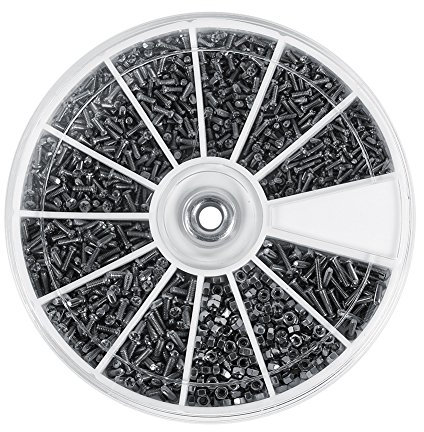 Kit Surtido de Tornillos y Tuercas, 600 Piezas, 12 tamaños Kit de Tornillos para Relojes, Tornillos pequeños y Tuercas en Caja M1, M1.2, M1.4, M1.6 Tornillos de Acero Inoxidable