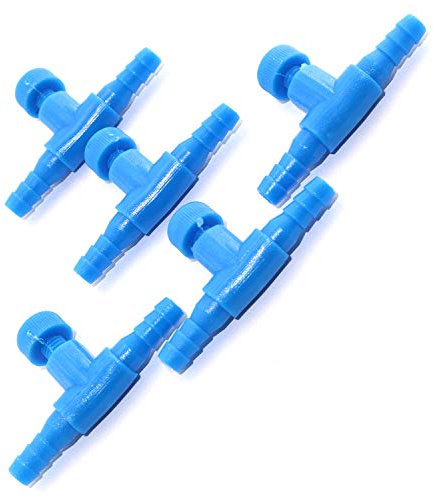DGZZI T Shaped Control Valve 5PCS Aquarium 2 Way Air Line Regulator Connector for Fish Tank Pump 4mm