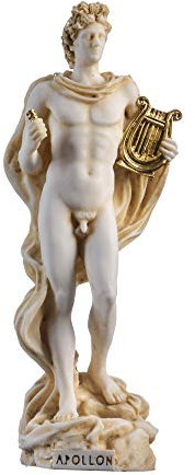 Apollo Gott der Musik Poesie Kunst Goldton Alabaster Statue Skulptur 23cm