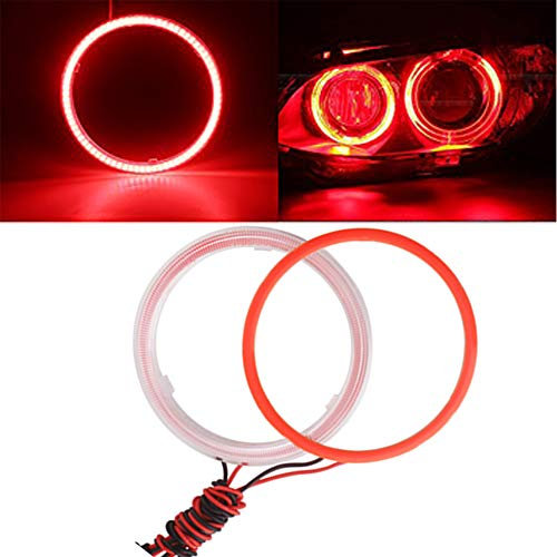 Qasim 1 par de LED Angel Eyes 60MM 45SMD Rojo con Cubierta Plástica Ojos de Ángel Motocicleta Coche Halo Anillos para DRL Faro Luz Antiniebla Diurna DC12V